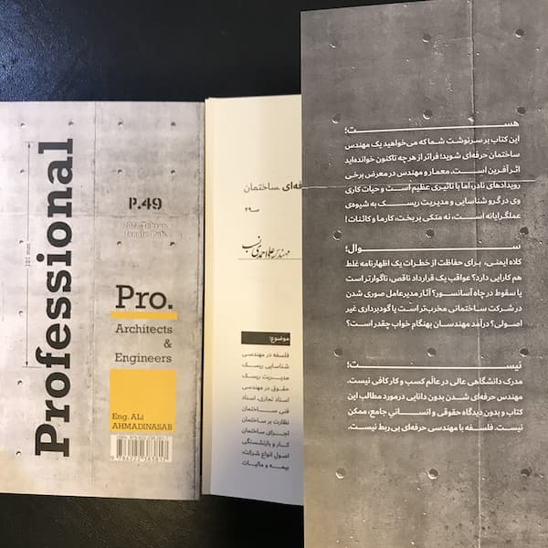 جلد کتاب معماران و مهندسان حرفه ای ساختمان تالیف علی احمدی نسب